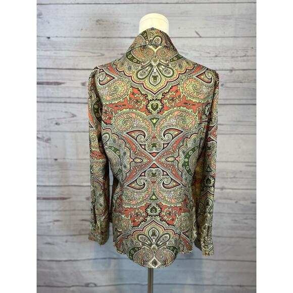 Ann Taylor Silk Paisley Blouse | Size 8 | Multicolor Long Sleeve Shirt - Picture 5 of 10